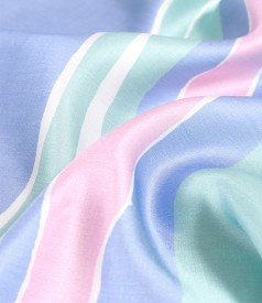 Midi dress with linen printed with stripes