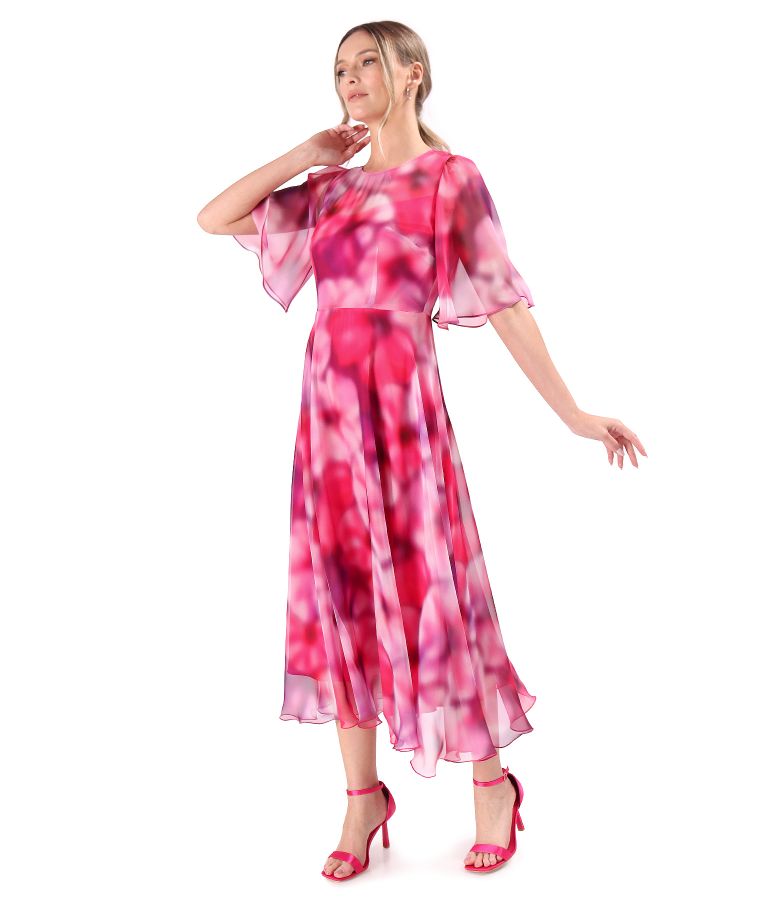 Floral printed veil midi dress