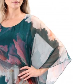 Butterfly Silk Chiffon Dress with Floral Print
