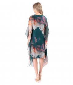 Butterfly Silk Chiffon Dress with Floral Print