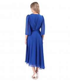 Asymmetric midi dress in plain veil