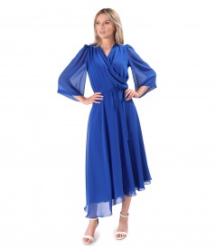 Asymmetric midi dress in plain veil