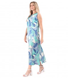 Elegant long dress made of viscose with natural silk