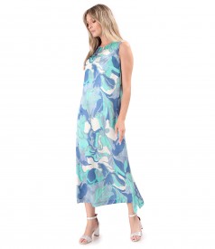 Elegant long dress made of viscose with natural silk