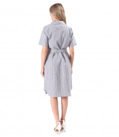 Shirt dress made of linen with cotton printed with stripes