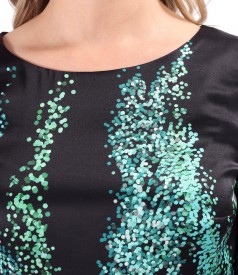 Loose-fitting natural silk dress printed with geometric motifs
