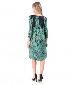 Loose-fitting natural silk dress printed with geometric motifs