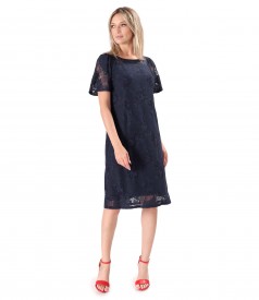 Elegant cotton lace dress with floral motifs