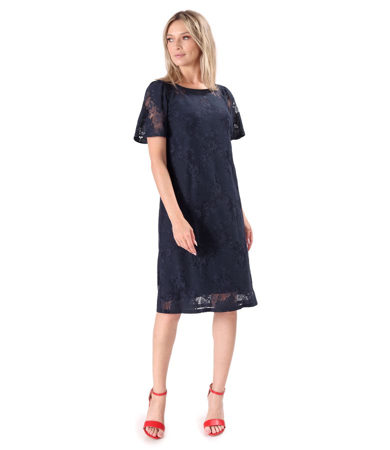 Elegant cotton lace dress with floral motifs
