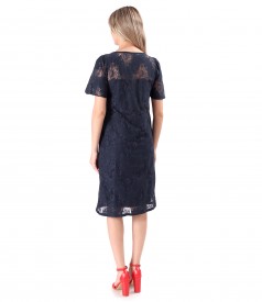 Elegant cotton lace dress with floral motifs