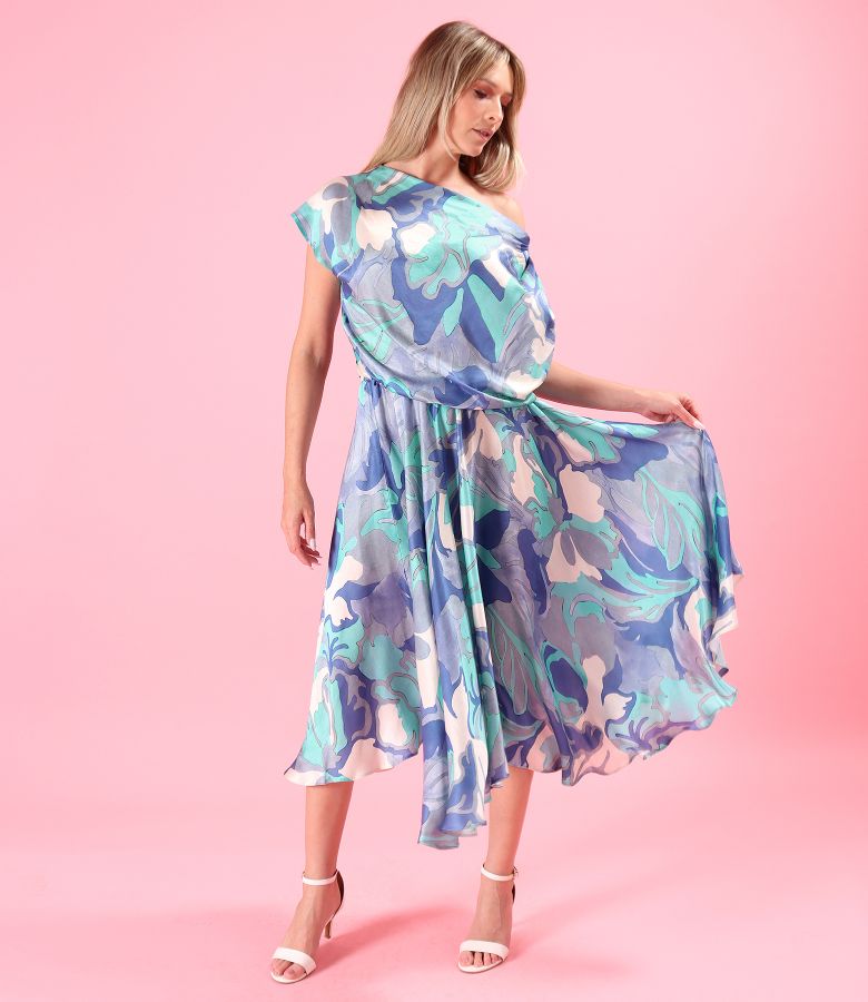 Midi dress made of viscose with natural silk digitally printed