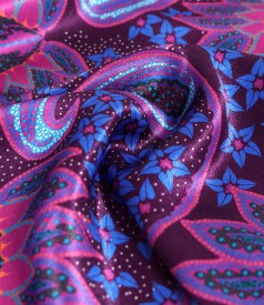 Viscose satin midi dress printed with paisley motifs