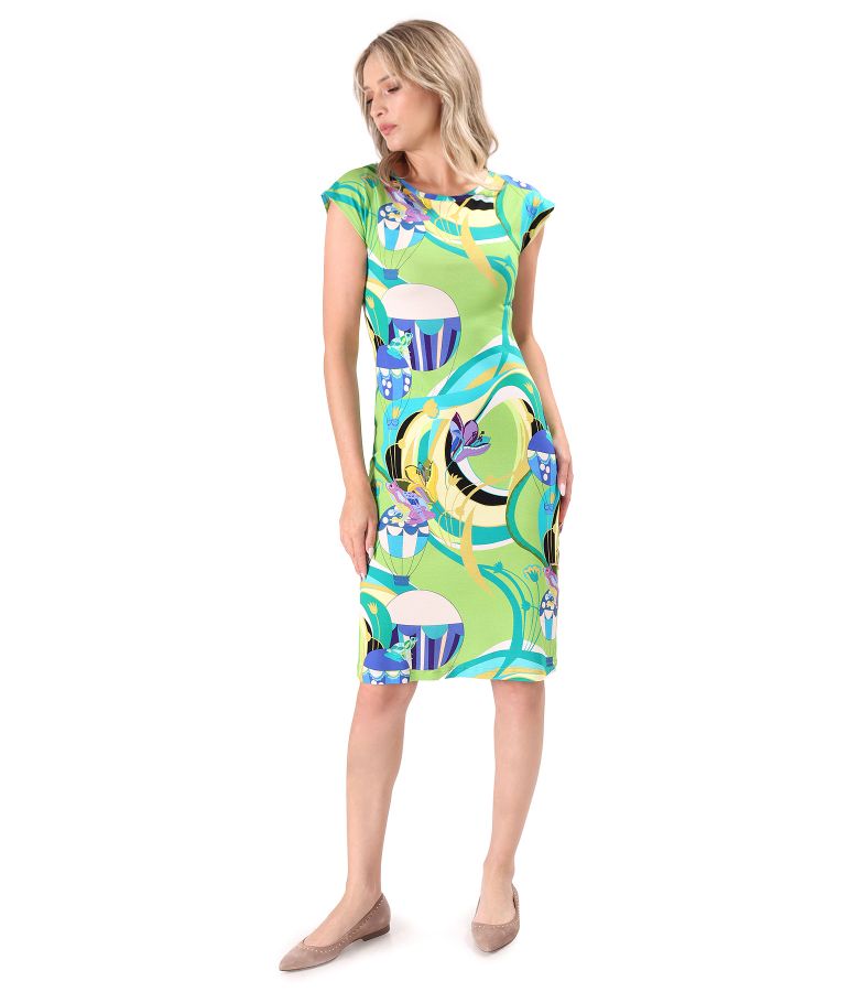 Printed elastic jersey dress