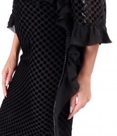 Cocktail dress made of veil with velvet polka dots