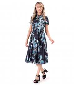 Elegant shirt dress made of cotton with natural silk