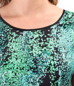 Blouse with natural silk front with geometric motifs