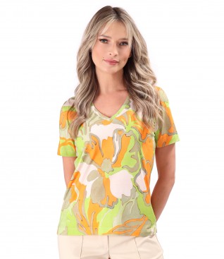 Blouse made of elastic viscose jersey