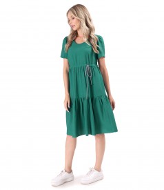 Ruffled dress made of wrinkled viscose with drawstring waist