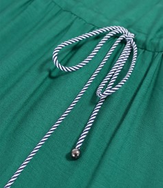 Ruffled dress made of wrinkled viscose with drawstring waist
