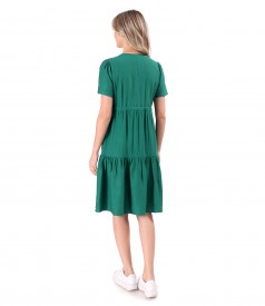 Ruffled dress made of wrinkled viscose with drawstring waist