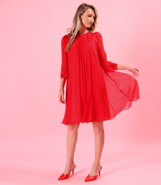 Evening dress made of natural silk veil