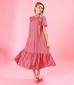 Midi dress printed with floral motifs