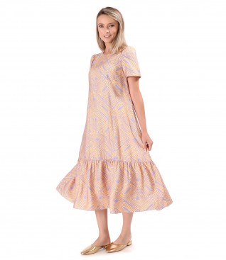 Midi dress printed with floral motifs