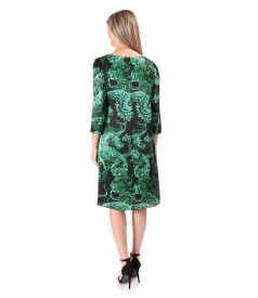 Loose-fitting natural silk dress printed with paisley motifs