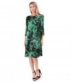Loose-fitting natural silk dress printed with paisley motifs