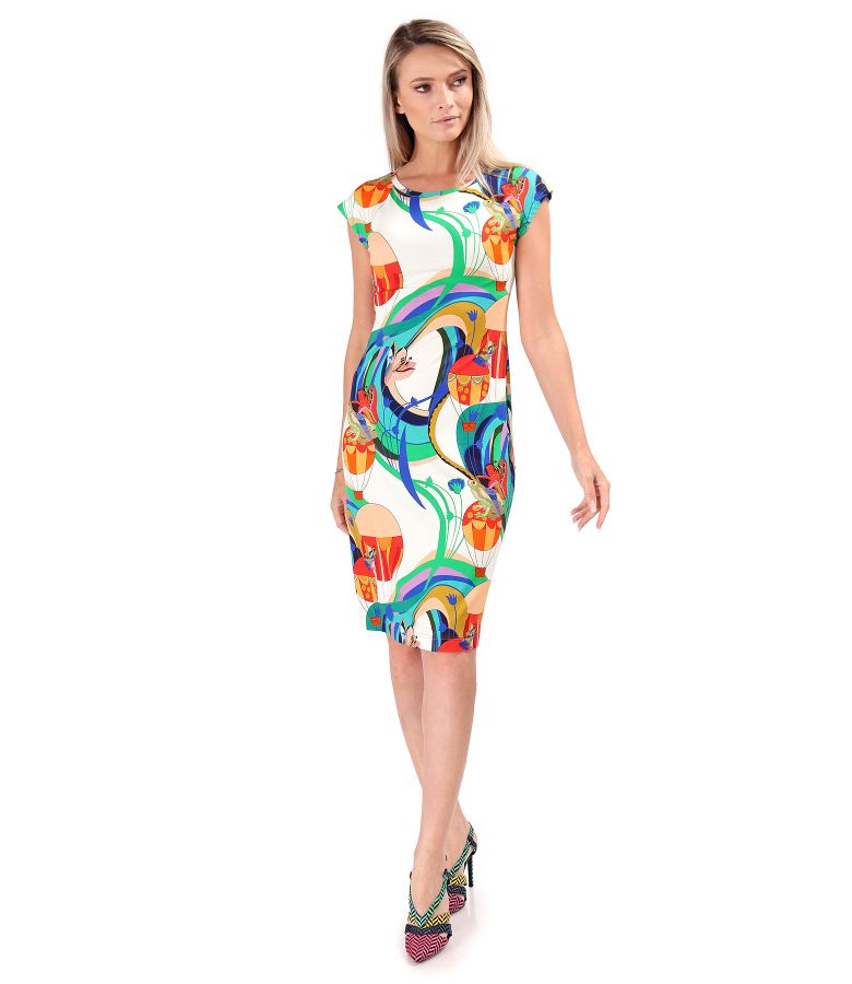 Printed elastic jersey dress