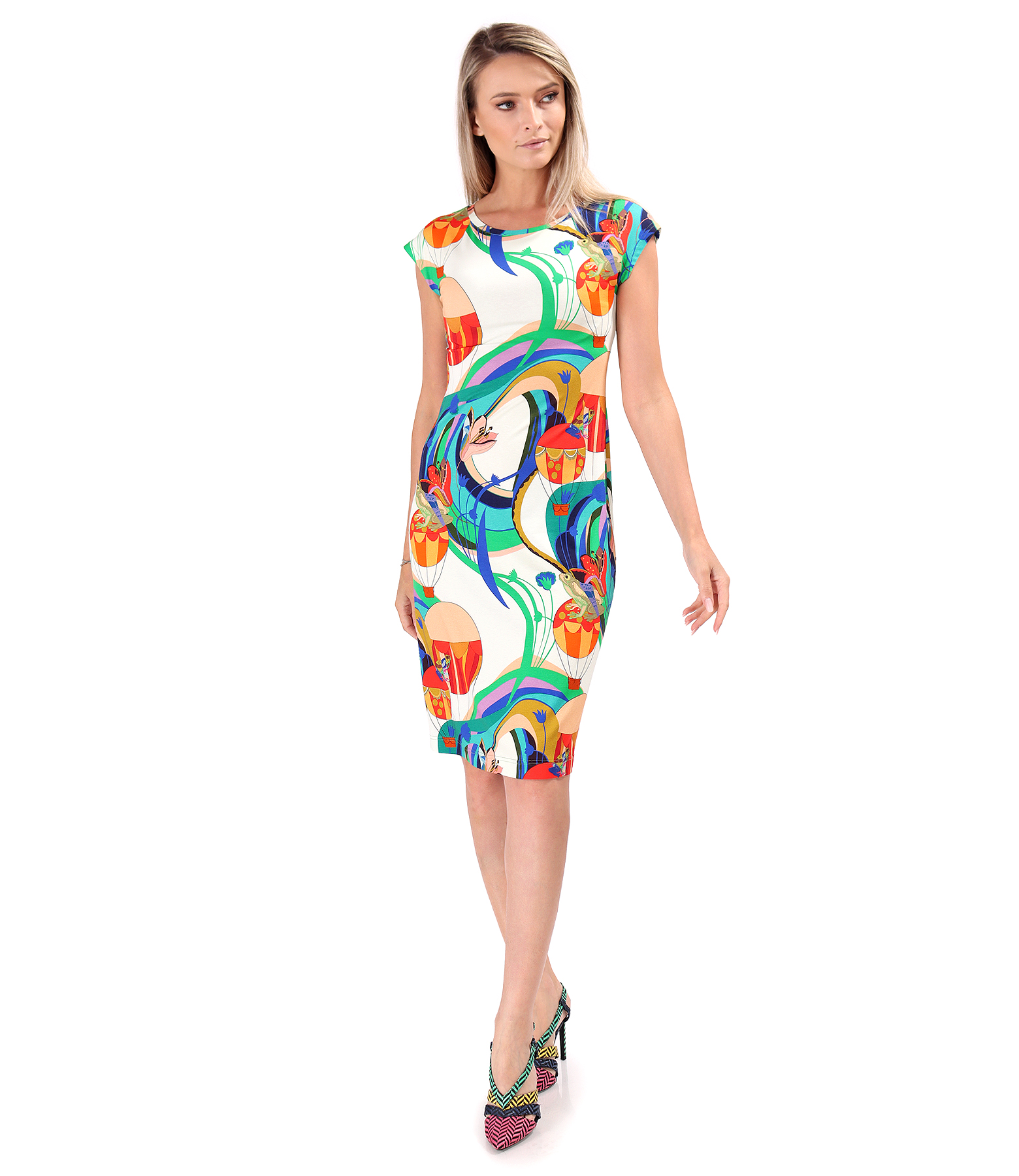 Printed elastic jersey dress
