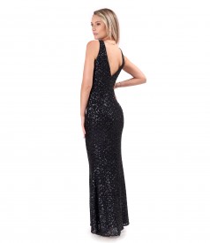 Long multicolore sequin evening dress