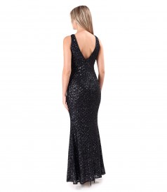 Long multicolore sequin evening dress