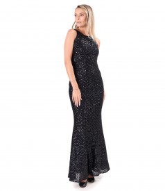 Long multicolore sequin evening dress