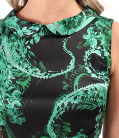 Long natural silk dress printed with paisley motifs