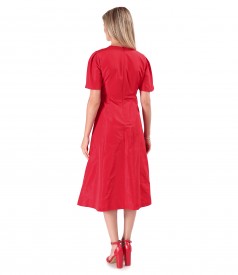 Flared taffeta dress with flower at the waist