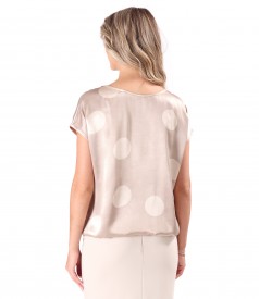 Bluza lejera din viscoza satinata imprimata cu buline