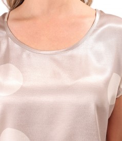Bluza lejera din viscoza satinata imprimata cu buline