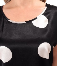 Bluza lejera din viscoza satinata imprimata cu buline