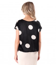 Bluza lejera din viscoza satinata imprimata cu buline