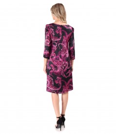 Loose-fitting natural silk dress printed with paisley motifs