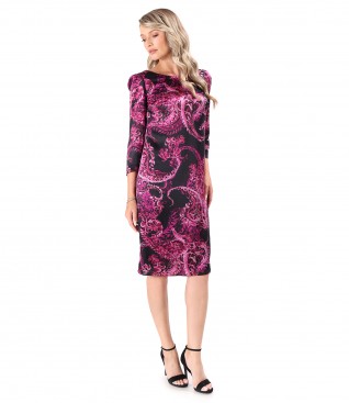 Loose-fitting natural silk dress printed with paisley motifs