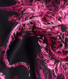 Long natural silk dress printed with paisley motifs