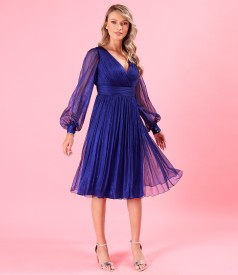 Evening dress made of natural silk veil with shiny effect