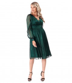 Evening dress made of natural silk veil with shiny effect