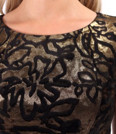 Printed elastic velvet dress