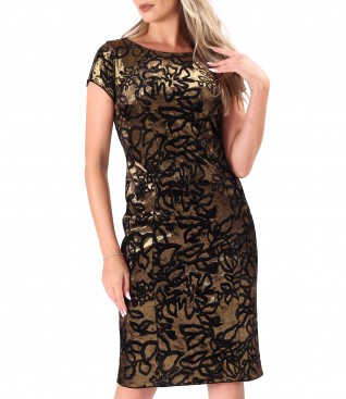 Printed elastic velvet dress