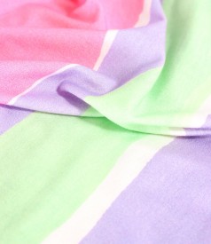 Blouse made of elastic jersey digitally printed with stripes
