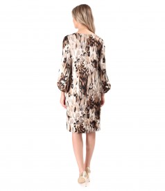 Casual dress made of satin viscose with animal print