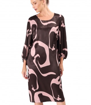 Casual dress made of printed satin viscose